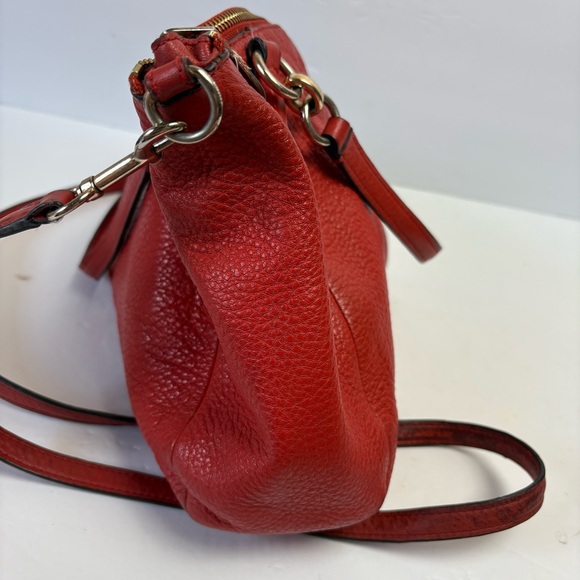 Coach Kelsey Red Pebbled Leather Shoulder Bag Satchel Purse Crossbody - Picture 11 of 16